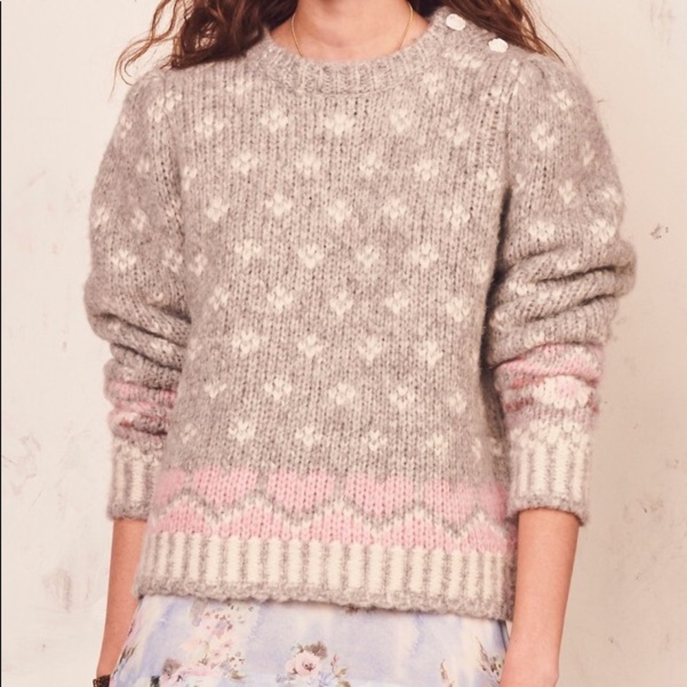 LoveShackFancy Rosie Pullover in Fairy Dust Grey